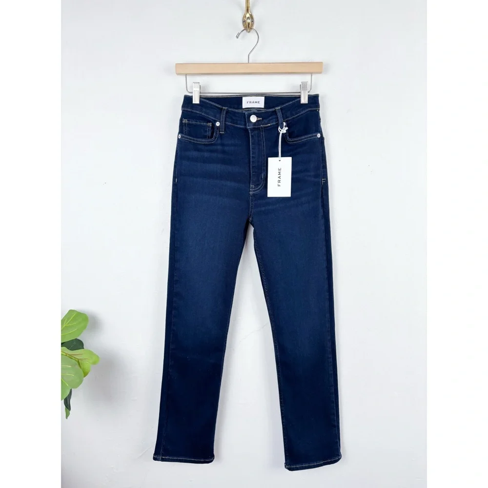 Frame Denim Women's Straight Leg Jeans - Dark Blue NWOT - Picture 3 of 11